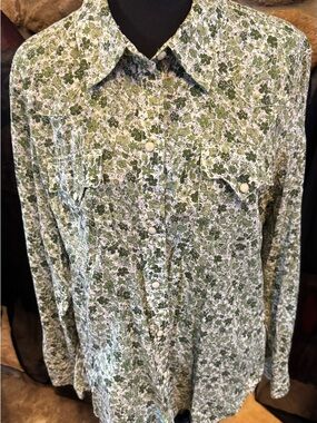 Women’s Lucky Brand  Green Floral Button-Up Shirt